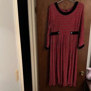 S.L. Fashions Red and Black Long Sleeve Dress